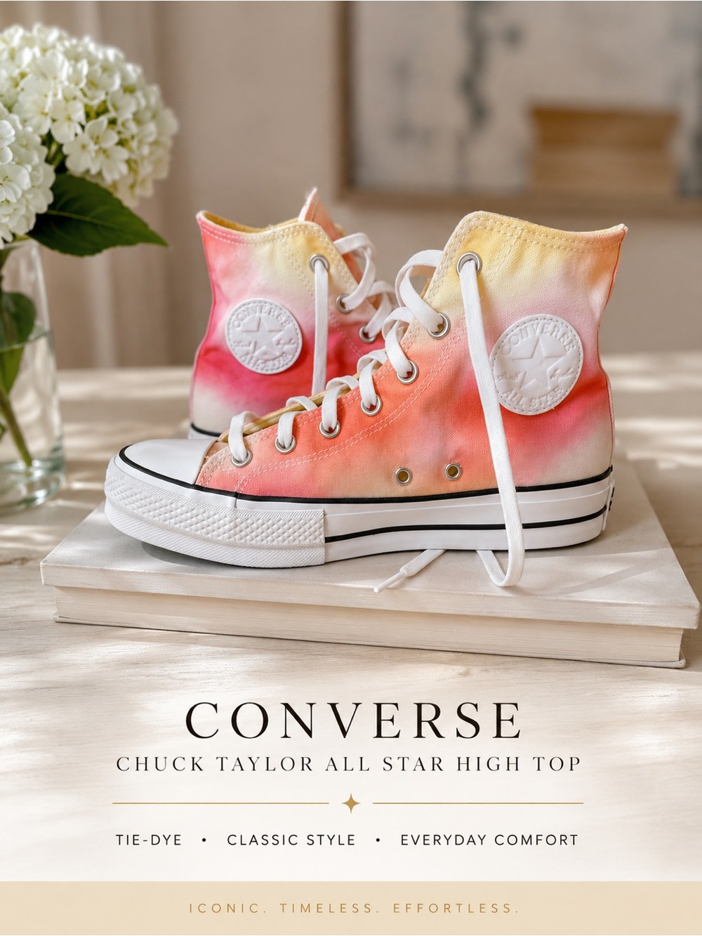 Converse High Top Sneakers - Pink, Orange, Yellow Tie-Dye